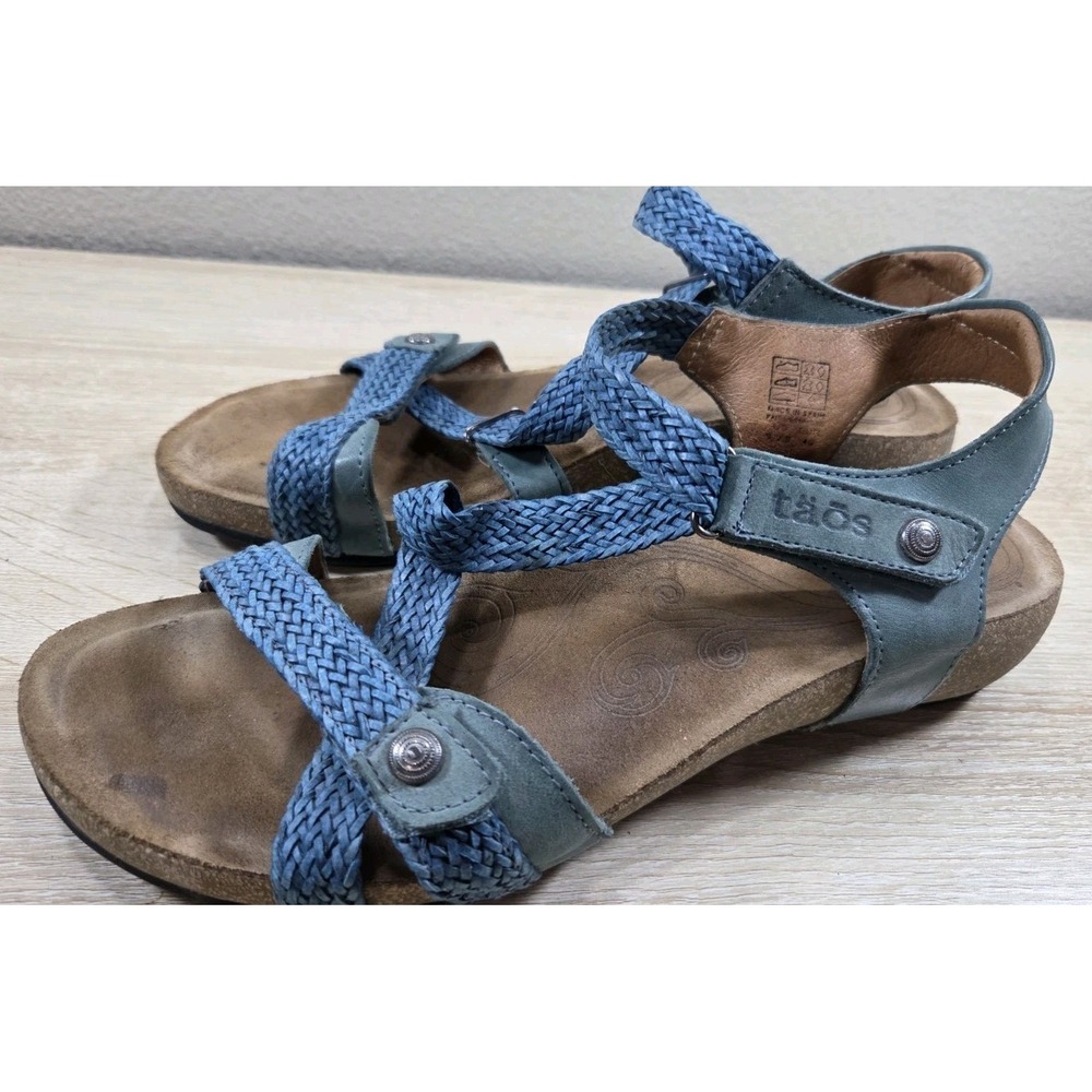 Taos Braided Leather Comfort Sandals‎ Blue Green Size 9 - Picture 4 of 6